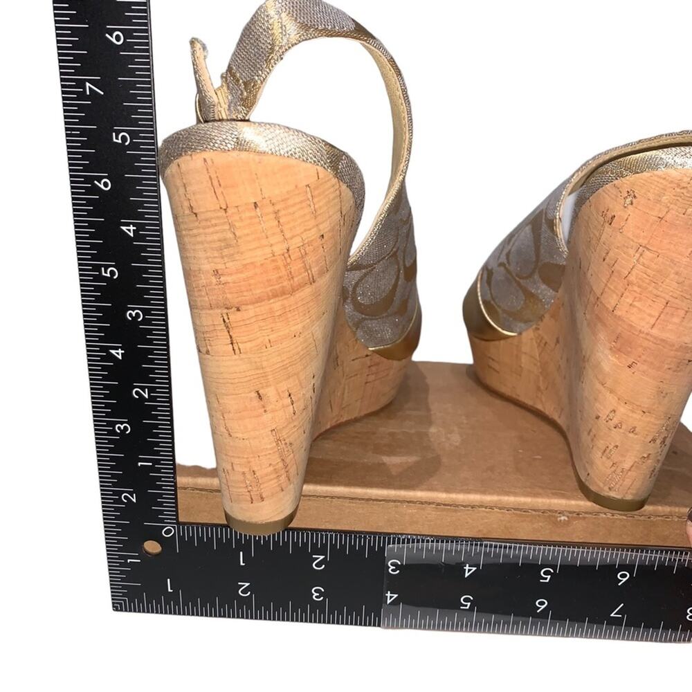 Coach - Jessy gold and cork wedges Slingback style, size 9 - Picture 10 of 14